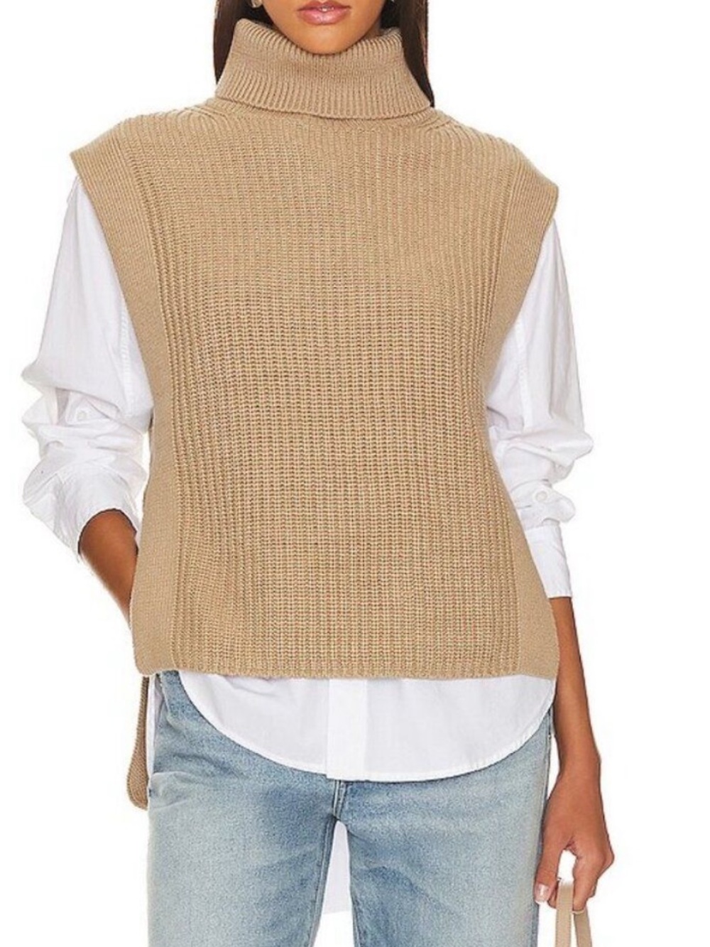 L’academie Collin ribbed knit turtleneck pullover open side slits sz xs euc